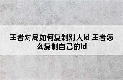 王者对局如何复制别人id 王者怎么复制自己的id